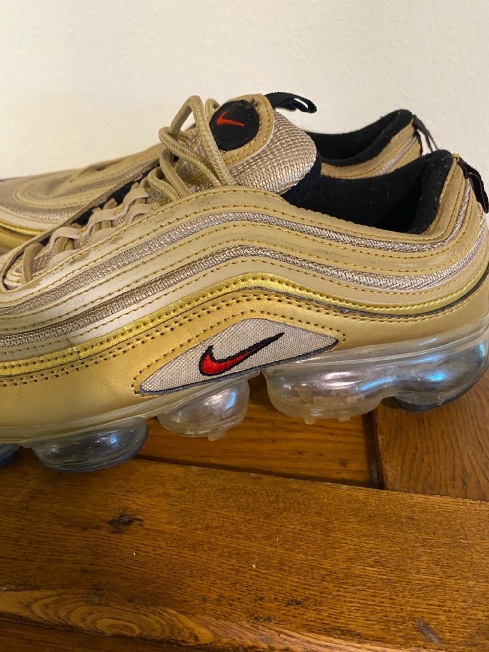 Nike AirMax 90 Men’s Size 8.5 Gold Athletic Sneakers Metallic Gold - Picture 4 of 12